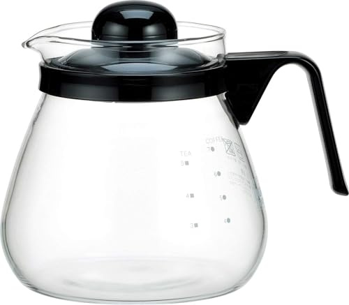 MGE - Carafe à café compatible micro-ondes - Jara à café pour cafetières - Théière en verre thermique - Carafe Melita avec couvercle - Blanc ou noir - 1000 ml
