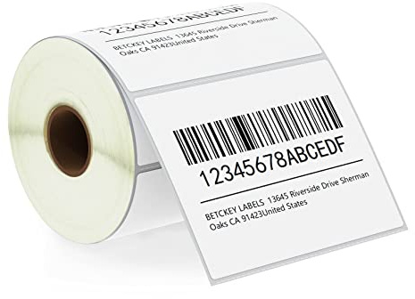 BETCKEY - 102mm x 76mm(4 in x 3 in) Perforadas Etiquetas Térmicas para Envío y Uso Múltiple Compatible con impresoras Zebra y otras [1 Rolle/500 Etiquetas]
