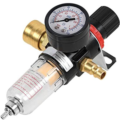 MOCNT 1/4 BSP Filter Wasserabscheider Ölabscheider Druckminderer Druckluft Kompressor Feuchtigkeitsfalle Druckregler Pneumatische Luftfilterregler Messing Schnellverbinder