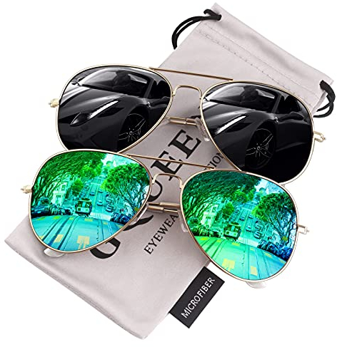 GQUEEN Pilotenbrille Herren Damen Polarisierte Sonnenbrille Pilot Leichte Metalllegierung 58MM 62MM UV400