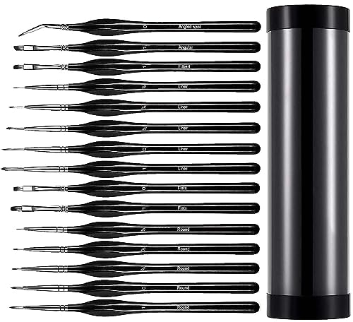 Pinselset Malen - Feine Detail Pinsel für Acryl Aquarell Modellbau, 15 Stück Malpinsel Set für Künstler Acryl, Aquarell, Öl, Malen nach Zahlen, Miniatur Modell, Nageldesign