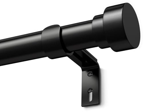 Black Curtain Pole Metal Extendable Curtain Rods Door Curtain Poles for Eyelet Curtains, Black 76 to 228cm