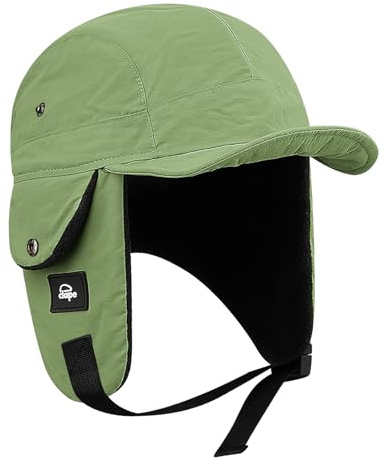 Clakllie vinter, ryssmössa, flygarmössa, trappermössa, vindtät varm vintermössa med öronlappar, män, baseballkeps, unisex, bombermössa, pilotmössa, rysk mössa, öronskydd, polyester, APL4-grön, En