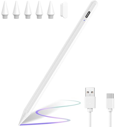BQSS Penna per Apple iPad (2018-2025), Con Rigetto del Palmo & Sensibile all'inclinazione, Pennino Capacitivo per iPad 11/10/9/8/7/6, Pro 12.9''/11''/13''M4, Air 5/4/3/11''M2, Mini 6/5
