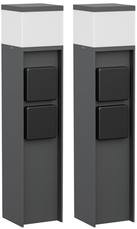 ledscom.de 2 pz. luce di percorso/bitta luminosa PODEL per esterni, IP44, 39 cm, antracite, 1x G9 max. 10W, 2 prese