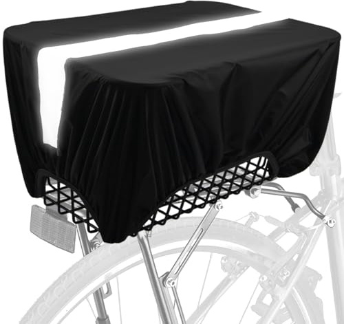 Copertura Impermeabile 45L per Cestino e Portapacchi Posteriore Bici con Banda Rifrangente e Bauletto Nero