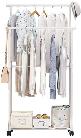 Stand Appendiabiti Doppio, Attaccapanni Con Ruote, Porta Abiti Autoportante Con Portascarpe, Stand Appendiabitia Doppia Asta, Appendiabiti A Doppia Asta, Appendiabiti Portatile Per Camera Da Letto