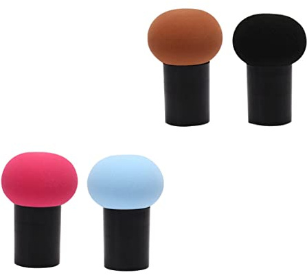 FRCOLOR Lot De 4 Houppettes à Maquillage Cosmétiques Petites De Champignon, Coussin Poudre Visage Et Corps, Usage Humide Et Sec, Pour Femmes, Nettoyables, Couleurs Aléatoires