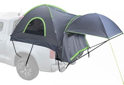 VEVOR Fits 8.0-8.2 ft Camping, Waterproof PU2000 2-3 Person Sleeping Tent, Sturdy Truck Bed Camper Shell with Expandable Awning, Rainfly, Storage Bag, Grey, 3250 x 1830 x 1800 mm