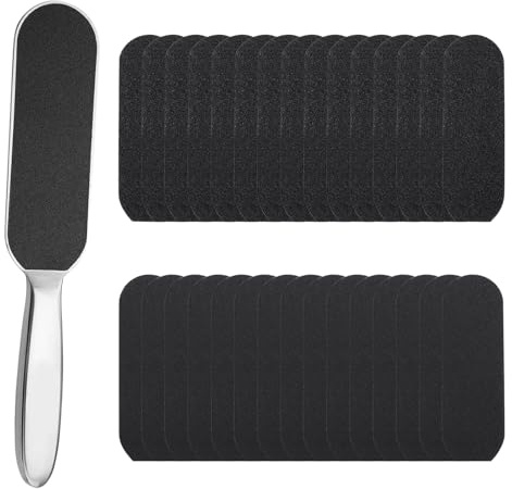 XIATIAN 1 Pièces Inoxydable Poignée, 30 Pièces Limes, Rapeuse Grattoir Râpe à Peau Double Face pour Pieds, Rappe Pieds Pédicure pour Elimine La Peau Dure et Les Callosités, Soin Pied