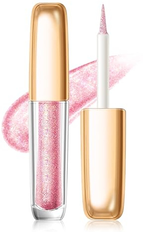 Erinde Ombretto Liquido Glitterato 2 in 1, Eyeshadow & Eyeliner, con Microglitter Luminosi, Lunga Tenuta e Impermeabile, Asciugatura Rapida e Resistente alle Sbavature, Formula Vegana