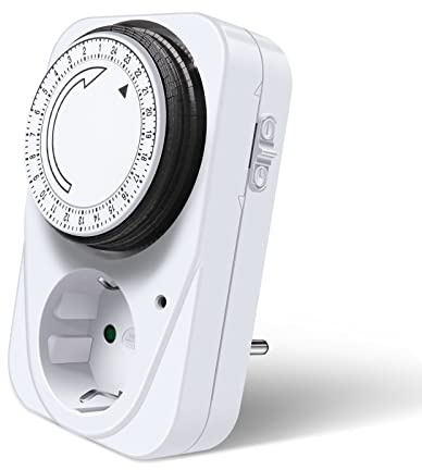 EXTRASTAR Presa elettrica Timer meccanico 24 ore, commutazione ogni 15 minuti, interruttore on/off, 230 V, 16 A, bianco, 1 pz