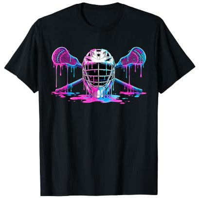 Vibrant Colorful Dripping Helmet Lacrosse T-Shirt