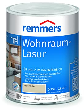 Remmers Wohnraum-Lasur antikgrau, 0,75 Liter, Holzlasur innen, für Möbel, Böden, Innentüren und Treppen geeignet, mit Abperleffekt