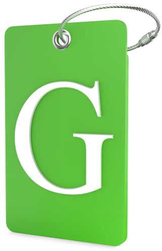 Shacke Luggage Tag Initial – Fully Bendable Tag w/Stainless Steel Loop (Letter G)