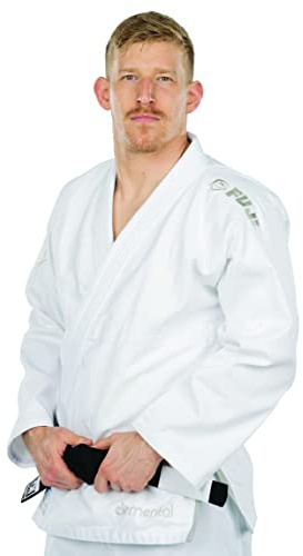 FUJI Elemental Brazilian Jiu Jitsu Gi, BJJ Uniform with Pearl Weave Jacket, made from Cotton Blend White, Size A2