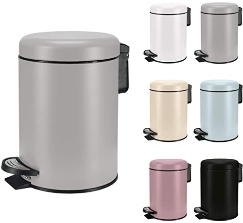 KW Soft Shade Small Round Pedal Bin 3ltr (Grey, 3 Ltr)
