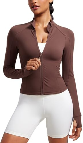CRZ YOGA Giacca da allenamento con zip corta da donna taupe 42