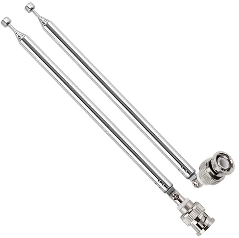 VooGenzek 2 ST 75cm 7 Sektioner Teleskopantenn, FM Bärbar Radioantenn Ersättning, Ersättning Teleskopantenn, mit BNC Stecker, för TV radio DAB FM/AM Stereomottagning