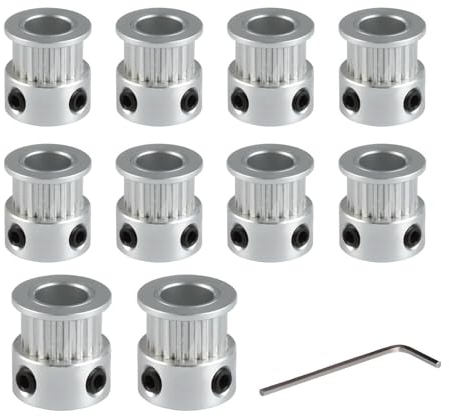 Super Print GT2 Pulley 20 Teeth 8mm bore Width 6mm Aluminum 20T Pulley Wheel for 6mm Width GT2 Timing Belt for 3D Printer,CNC (10pcs)