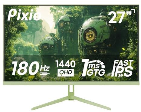 Pixio PX278 Wave Mint Green 27 inch 180Hz Refresh Rate Quad HD 1440p Resolution AMD FreeSync Fast IPS Panel 1ms GTG Response Time Built-in Speakers Gaming Monitor