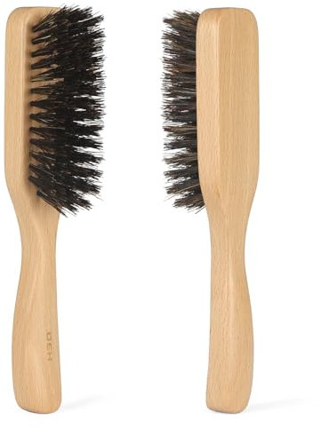 OEH Brosse à barbe, 100 % poils de sanglier, bois de noyer noir naturel, peigne à barbe, cheveux, moustache, blaireau de rasage, brosse à poils du visage