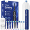 Rotating Electric Toothbrush with 8 Brush Heads for Adults and Kids, 60-Day Battery Life, Wireless Wall Charging Station, 5 Modes Sonic Toothbrush with Travel Case