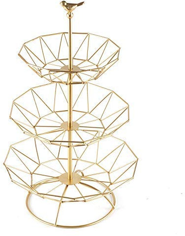 3 Tier Fruit Basket Stand - Bread Basket and Fruit Basket for Living Room - Decorative Fruit Basket with Fruit Bowls Etageren