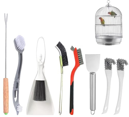 TOAINRSI Bird Cage Cleaning Brush Tool Set, Bird Cage Cleaner, Suitable for Bird Cages, Rabbit Cages, Hamster Cages, Parrot Cages, and Other Small Pet Cage Accessories