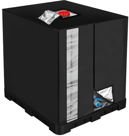 IBC Water Tank Cover 1000L Outdoor with Waterproof Zipper and Transparent Window, 420D Heavy Duty IBC Tote Container Tarpaulin Dust Rain Wind UV Protection with Fixing Straps (47 x 39 x 46 in)