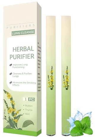 Lungrening, 2 st Herbal Purifier, Naturlig Inhalator Stick för andningslätthet, Mullein örtlungrening, Uppgraderad Herbals Diffuserpenna, Botanisk luftvägsstödpenn, Mild formel