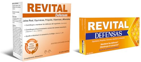 Revital Defensas 20 Viales + 30 Cápsulas - Ayuda a Disminuir el Cansancio y la Fatiga y Contribuye a Mantener las Defensas del Organismo - con Equinácea, Propóleo, Cúrcuma, Vitamina C y Minerales