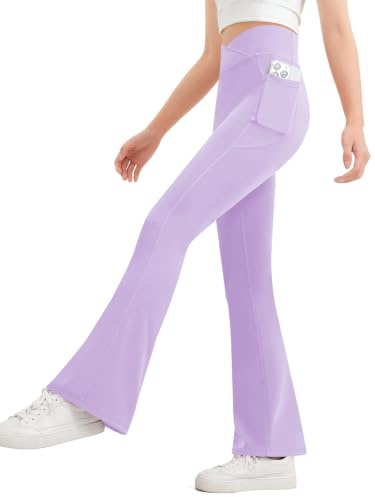 Haloumoning Flare leggings med ficka, lila, 13-14 år