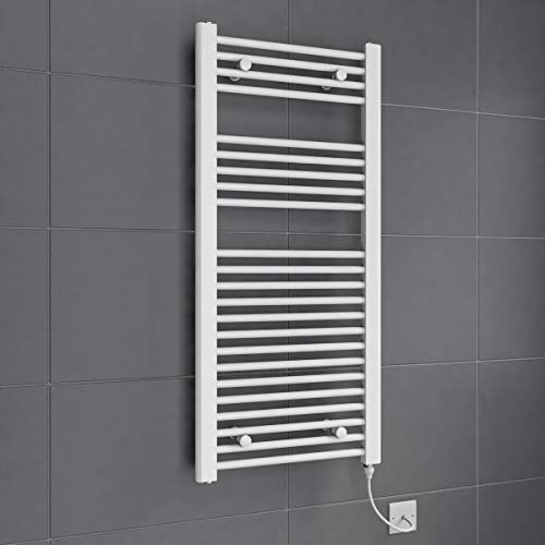 DuraTherm® 1100 x 500mm Staight Electric Heated Towel Rail Radiator Bathroom Warmer Wall Mounted Ladder Rad, Manual 250W White
