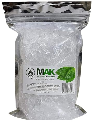Menthol Crystals 100% Pure Organic Natural Spa Quality in 8OZ Resealable Bag