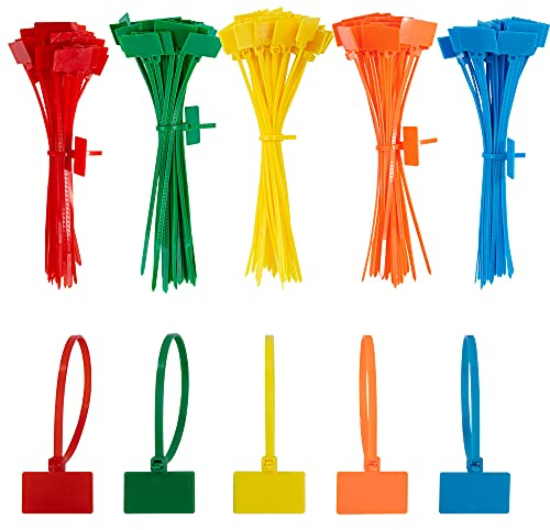 QIMEI-SHOP 250 Pièces Attache Cable Colorées 150mm x 3 mm Collier de Serrage Plastique Serre Câbles Etiquette Organiser pour Marquer Cable Management Jardinage