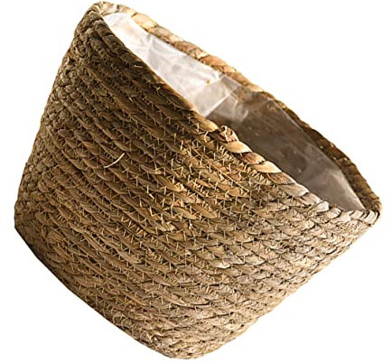 Kisangel 1 Pc Maceta Tejida De Algas Marinas Plantas Interior Cesta De Flores Hecha a Mano Macetas Exterior Maceteros Ratan Cestas De De Interior Maceteros Colgantes Francia Escritorio
