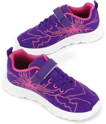 AMZHRLY Baskets Fille Léger Respirant Sneakers Sport Antidérapant Chaussures de Course pour Extérieur et Intérieur Violet 31EU