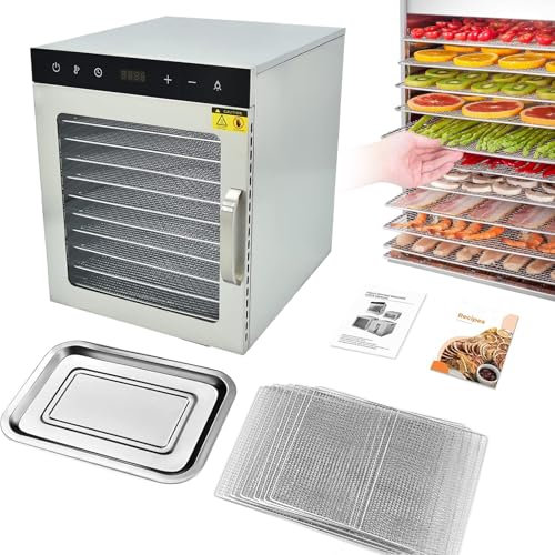 Mattorkare för Kött, 10 Brickor 800W Elektrisk Mattork, Frystorkare för Hemmet, Kommersiell Torktumlare för Frukt och Grönsaker