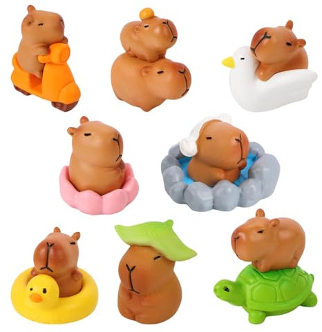 GlamRays Mini Capybara Figurine 13 Pezzi Piccoli Capibara per Cruscotto Miniature di Casa delle Bambole Mini Animali in Resina Dura per Giardino delle Fate Decorazione Casalinga Capybara
