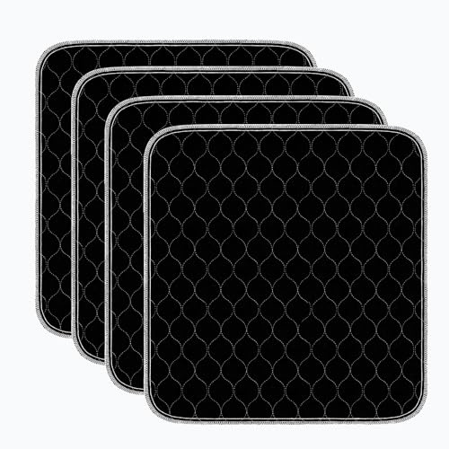 RIQINXIN 4 Stück Waschbar Inkontinenzunterlage mit Anti-Rutsch-Noppen - rutschfeste Inkontinenzauflage - Atmungsaktive Inkontinenz Bettunterlage Schwarz 54x56 cm
