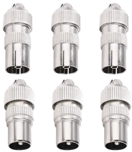 KUOQIY 6 Pezzi Connettore Coassiale in Metallo per Antenna TV, 3 Femmina e 3 Maschio Adattatore Connettore Coassiale RF per Cavo Antenna, Connettore Adattatore per Cavo RF, Placcato-Nickel