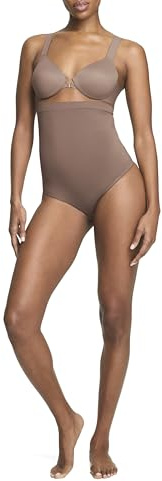 SPANX PANX ASSETS High Waist Thong - Seamless Shapewear - No-Show Tummy Support - Silicone Grip - Lightweight Sculpting - Café Au Lait - Small
