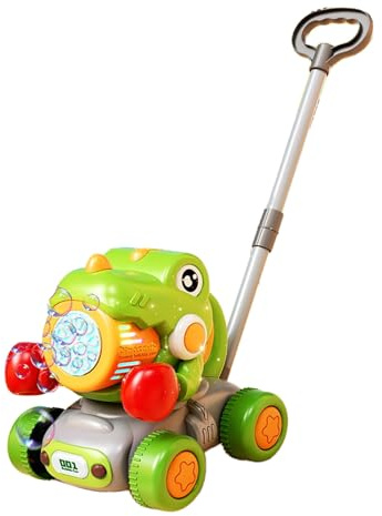fayarrd Juguete para cortacésped para niños con función de burbujas, juguete deslizante para niños para exteriores y jardines – juguete de dinosaurio para niñas a partir de 3 años y niñas