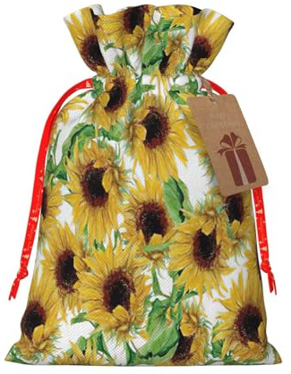 Sunflower.1 bolsa de regalo de Navidad con cordón, saco festivo de Navidad, fiesta de cumpleaños, embalaje de regalo