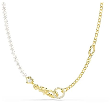 Swarovski Collana Idyllia, Crystal Pearl, Bianca, Placcato color oro