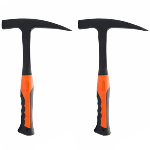 2 martillos geológicos, martillo fósil con mango antideslizante, herramienta de exploración de púas de roca para fósiles, prospección y albañilería (A)