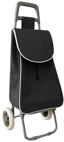 Weida Carro de la Compra con 2 Ruedas | Resistente y Ligero | Mango Ergonómico y Bolsa Impermeable | Arrastre Cómodo y Estable | Ideal para Supermercado y Uso Diario | 91cm-25cm-35cm (Negro)