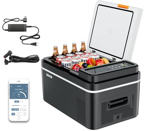 VEVOR Kompressor Kühlbox 22 L,12/24V DC Elektrische Gefrierbox mit App-Steuerung, 100–240 V AC Autokühlschrank für Camping Reisen Lastkraftwagen Angeln, 45 W Thermoelektrische Kühlbox Tragbar
