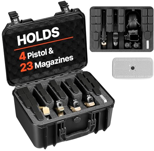 VEVOR Mallette Transport Arme, Valise à Pistolet avec Insert en Mousse XPE, Étui Rigide Étanche 491x434x211 mm, pour Arme de Poing, Objectifs, Appareil Photo, Capacité 7 Pistolets, Conforme TSA